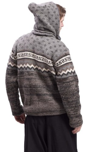 Vlněná svetrobunda tmavě šedo-hnědá