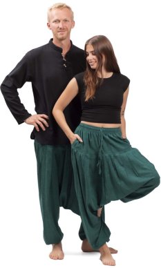 Szarawary / Spodnie haremki CLASSIC PLEATS szmaragd