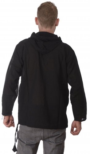 Košeľa Nepál / ETNO KURTA s kapucňou čierna
