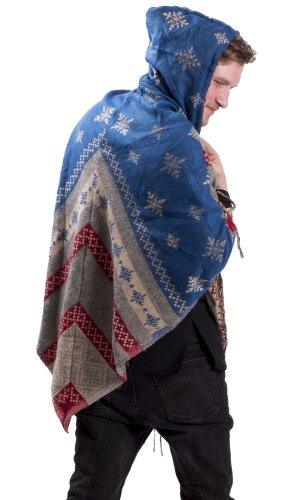 Pončo se vzory PANKAJ červeno-modré