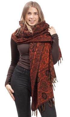 Šál INDI aztek oranžová II.