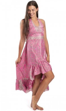 Długa sukienka NIDHI różowo-szara