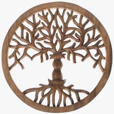 Dřevěná nástěnná dekorace STROM ŽIVOTA WINTER natural ø 30 cm