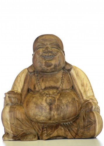 Drevená socha Happy Budha ↑40 cm