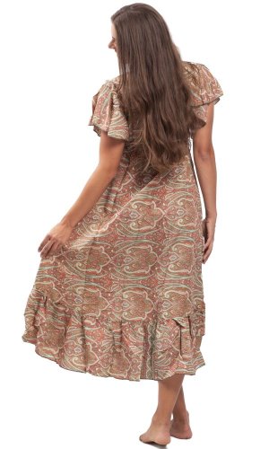 Dámské šaty dlouhé SNEHA růžovo-zelené I.