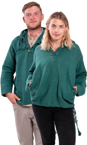 Bluza unisex z kapturem RAHUL WAFLAR w kolorze szmaragdowej zieleni