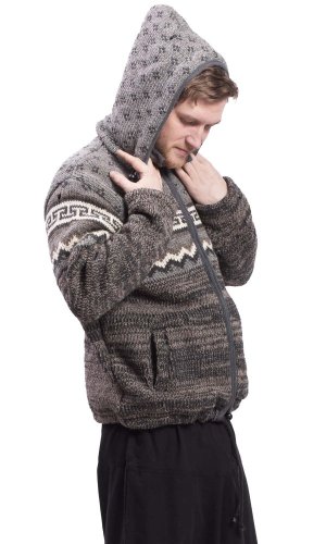 Vlněná svetrobunda tmavě šedo-hnědá