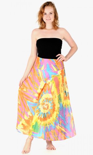 Dlouhá sukně Batik oranžová - Velikost: M