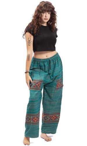 Ciepłe spodnie BIHAR FREE szmaragdowo zielone