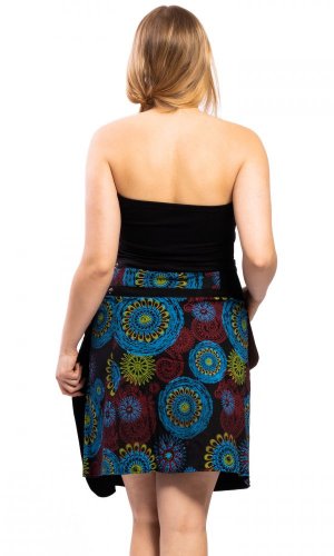 Krátka zavinovacia sukňa so cvočkami azurovo-čierna