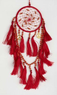 Lapač snov BEADS červený / dĺžka 20 cm