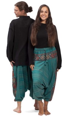 Ciepłe szarawary / Spodnie haremki BIHAR petrol I.