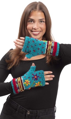 Vlněné návleky na ruce BASANTA / modré II.