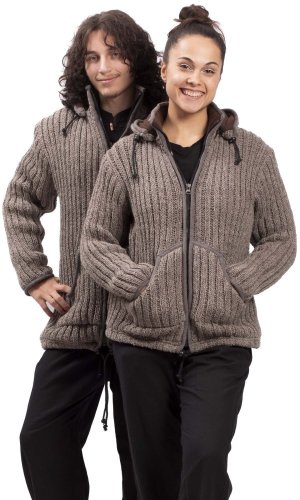 Kurtka dzianinowa PAHARI brązowa - Rozmiar: M