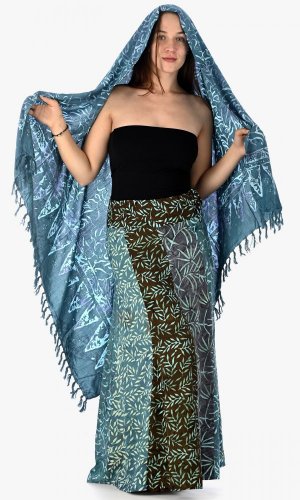 Długa spódnica z sarongiem turkusowa - Rozmiar: XL