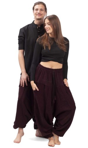 Teplé harémové kalhoty / Sultánky LAHARA CLASSIC bordó