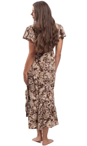Długa sukienka damska SNEHA brązowa I.