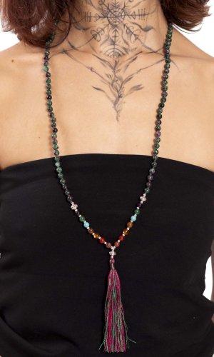 Meditační náhrdelník MALA červeno-zelený I.