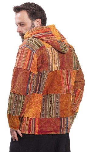 Ciepła kurtka PATCHWORK pomarańczowa