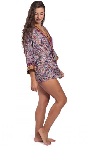 Kimono GLOS šedo-fuchsiové