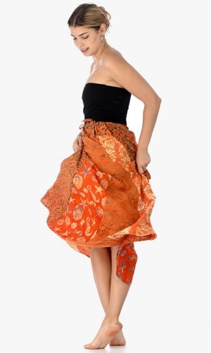Dlhá sarongová sukňa oranžová - Veľkosť: XL