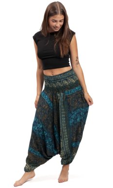 Harémové nohavice / Sultánky THAI CASHMERE modré
