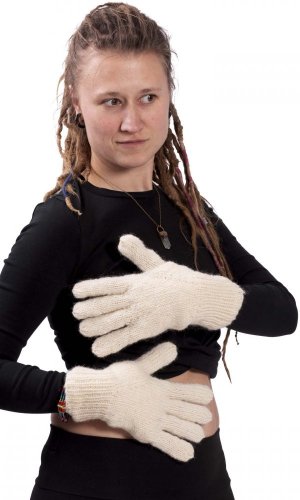 Wełniane rękawiczki białe