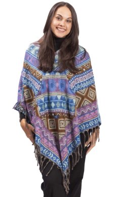 Pončo se vzory PANKAJ fialovo-modrá I.