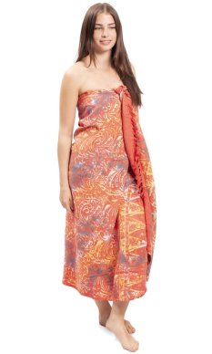 Sarong BALI BATIK pomarańczowy VI.
