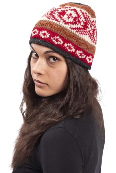 Vlněná čepice se vzorem NOMAD červená