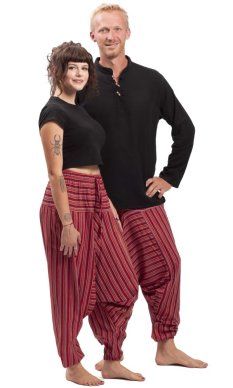 Harémové kalhoty / Sultánky CLASSIC STRIPES červená III.