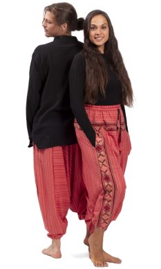 Ciepłe szarawary / Spodnie haremki BIHAR jasnoróżowy I.