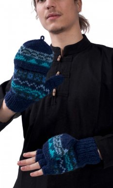 Vlněné převlékací rukavice modrá