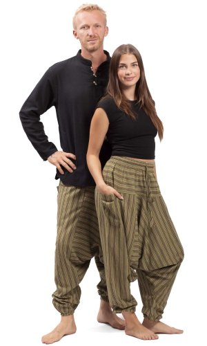 Szarawary / Spodnie haremki CLASSIC STRIPES zielony II.