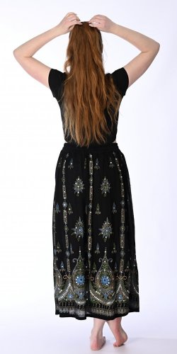 Długa spódnica Gypsy czarno-turkusowa