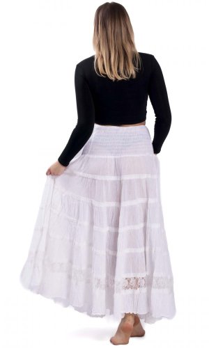 ADITI – kolová sukně s krajkou bílá