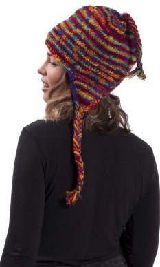 Wełniana czapka z frędzlami / multicolor