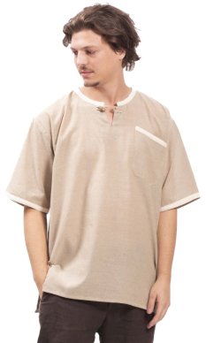 Košeľa / ETNO KURTA MILDRIM s krátkym rukávom  béžová II.