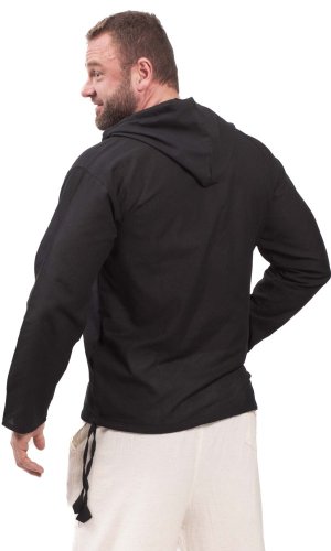 Koszula Classic indyjska / ETNO KURTA z kapturem czarna - Rozmiar: 2XL